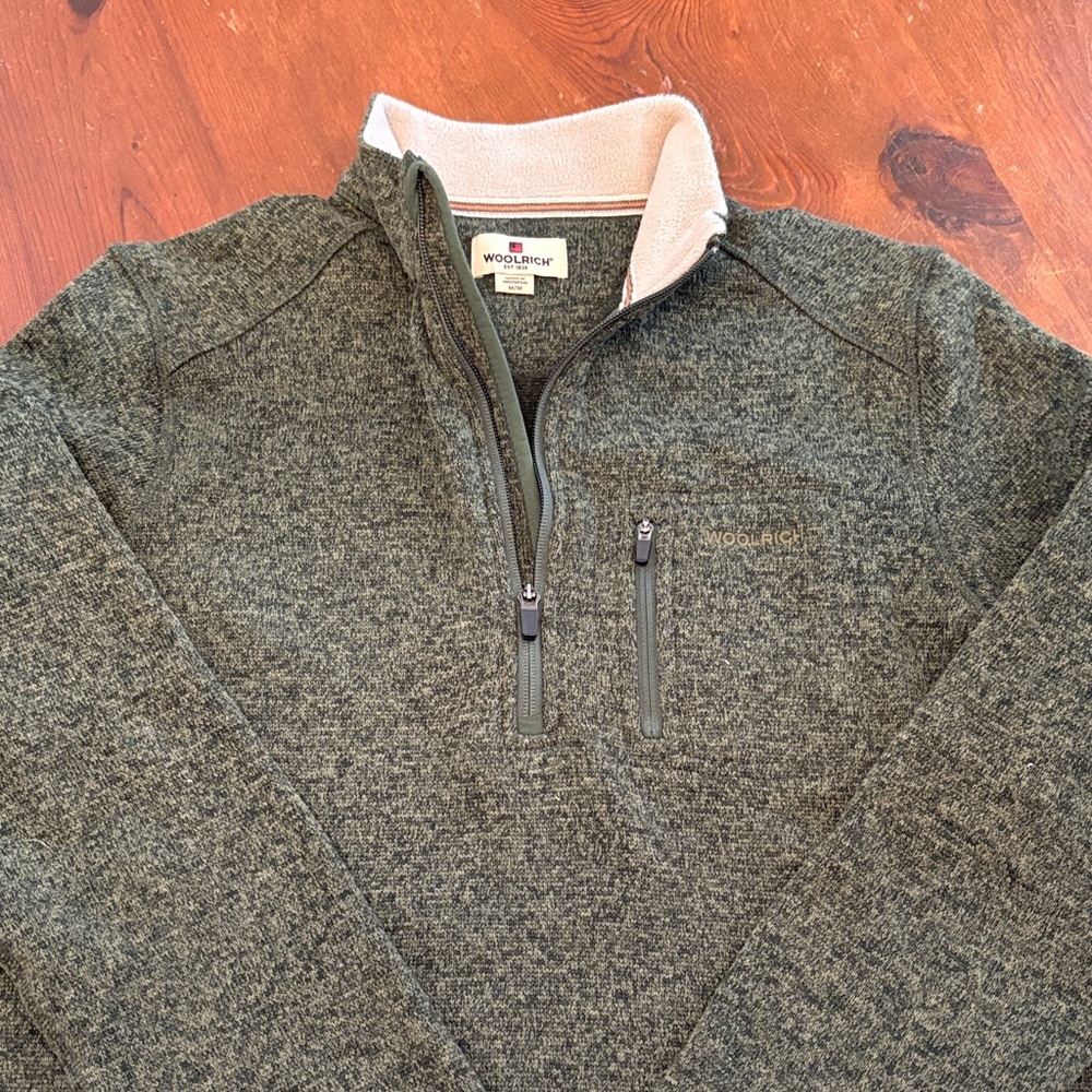Woolrich Men's Olive Zip-Up Pullover Sweater